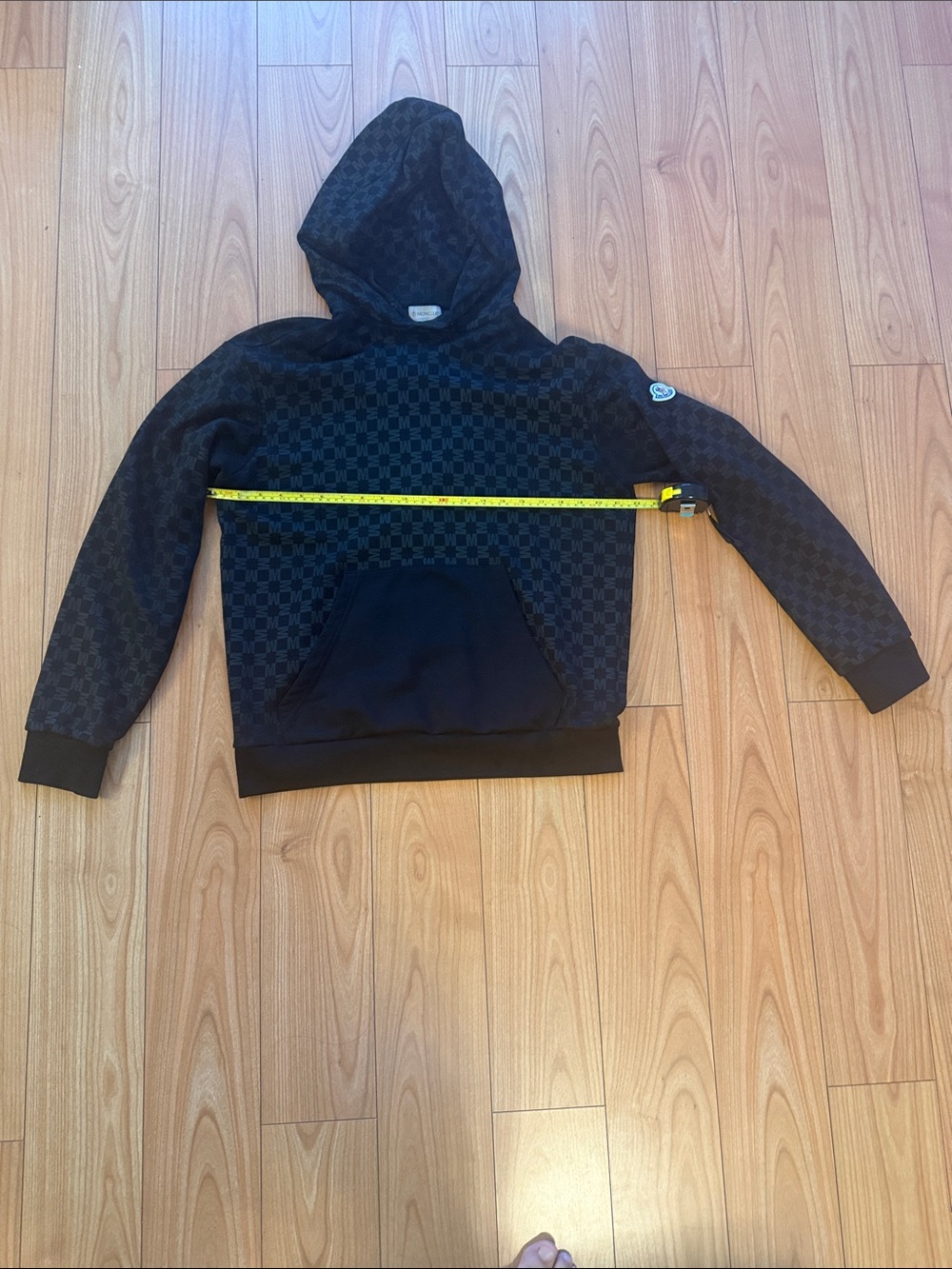 Moncler Men's Black Patterned Hooded Sweatshirt